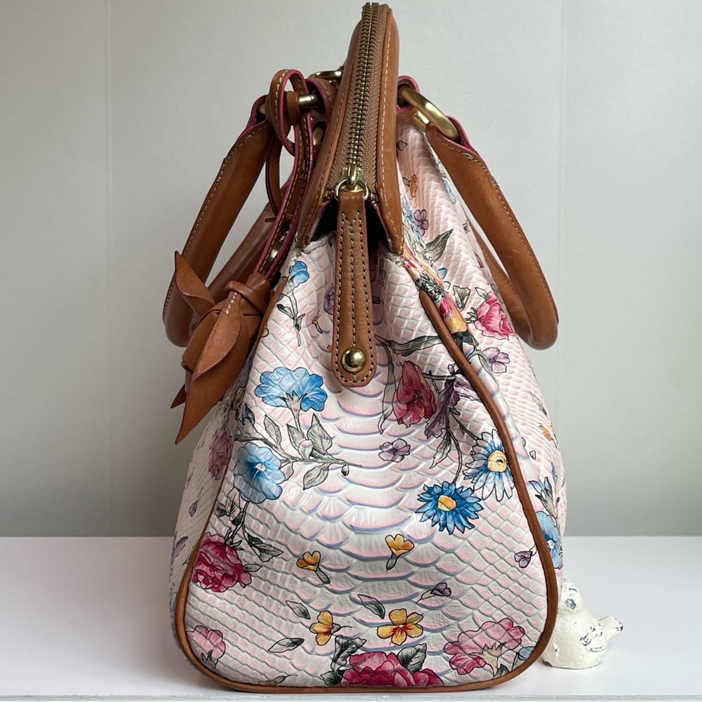 BRAHMIN LIGHT PINK OASIS FLORAL ELISA Satchel Super Rare & Hard To Find - Picture 8 of 17